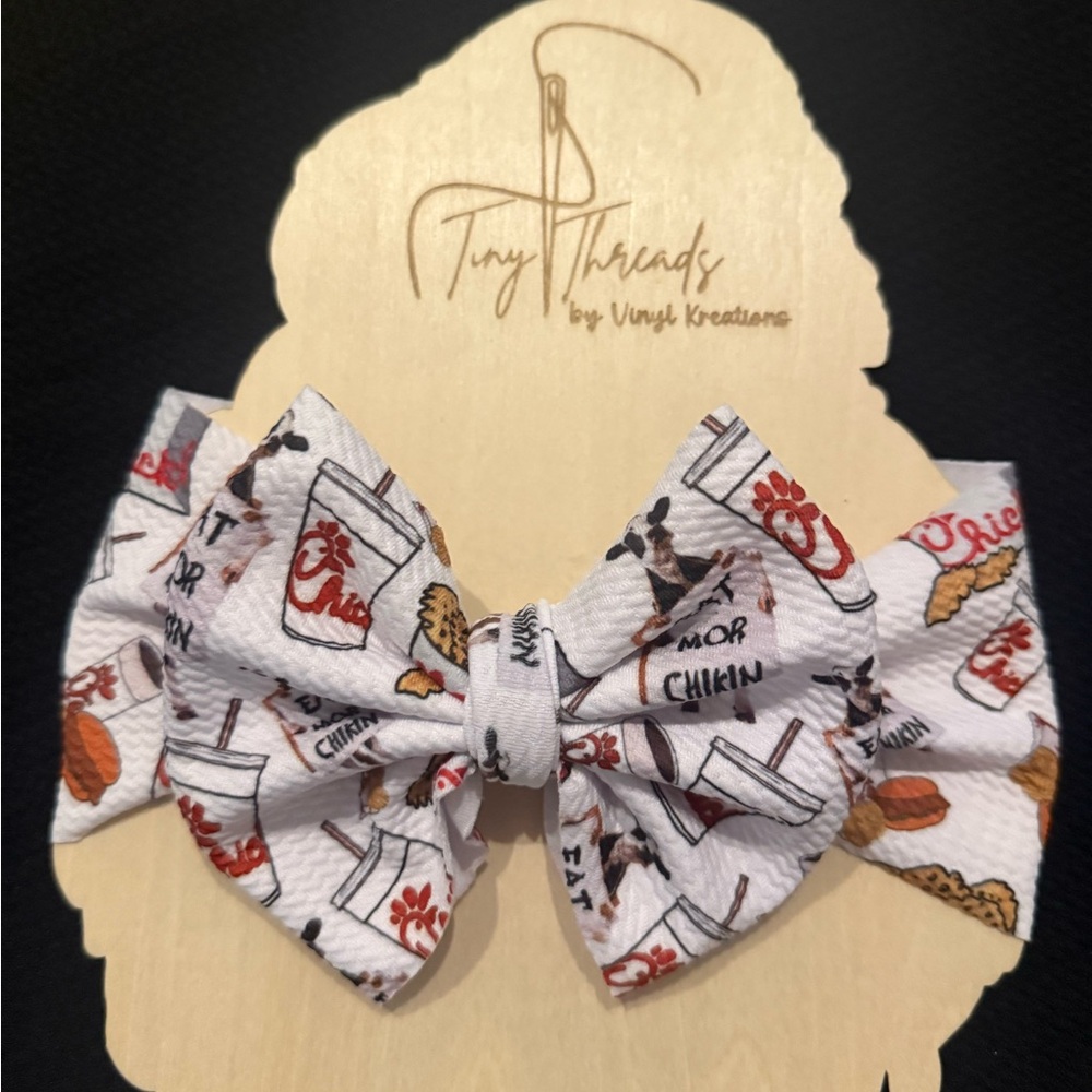 White Bow with chick fila Print
